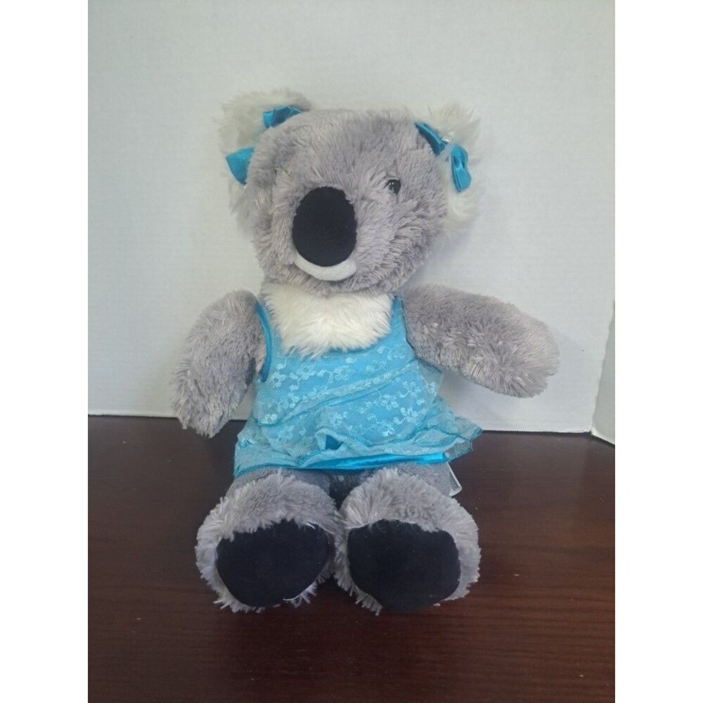 2011 Build A Bear Gray Koala In Blue Tulle BAB Dress And Hairbows